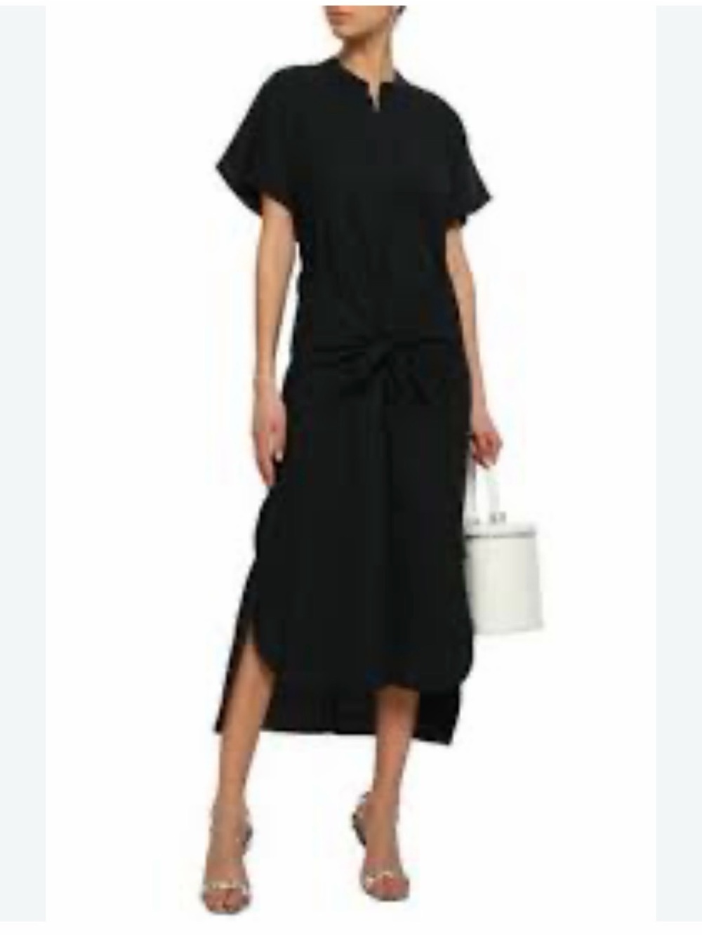 Vince Cotton-twill Midi Dress In Black, size S